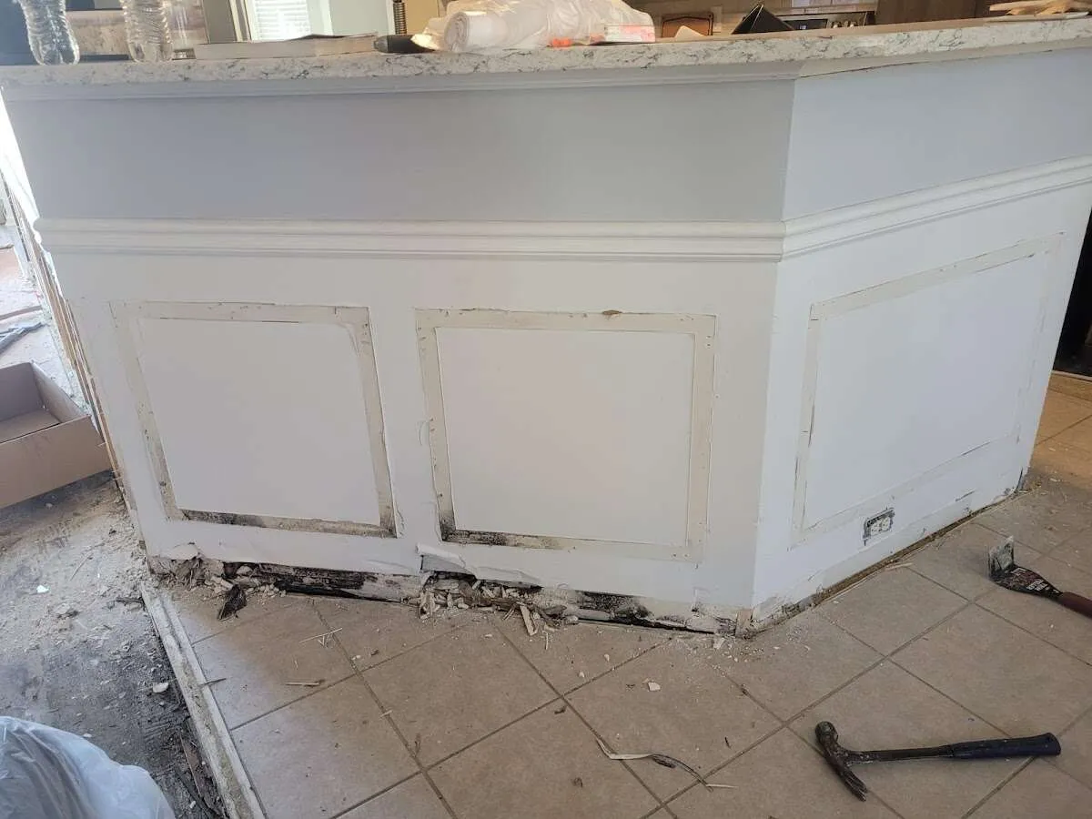 Water damage and mold on kitchen during Mold Inspection & Testing in Key Largo